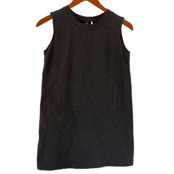 Norma Kamali Charcoal Gray Sleeveless Crew Neck Tunic/Top Kangaroo Pockets, S - Picture 5 of 12